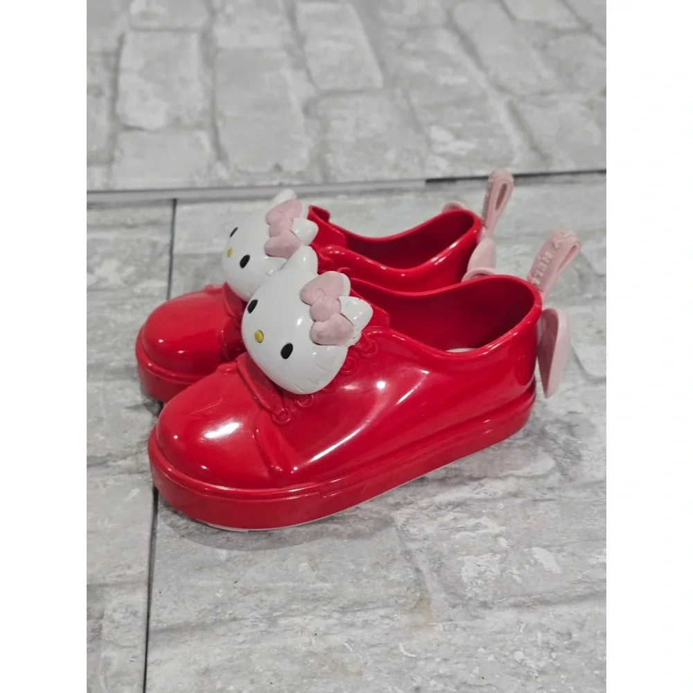 RED AND PINK Mini‎ Melissa Jelly Hello Kitty Slip-On SIZE 7 toddler Preowned